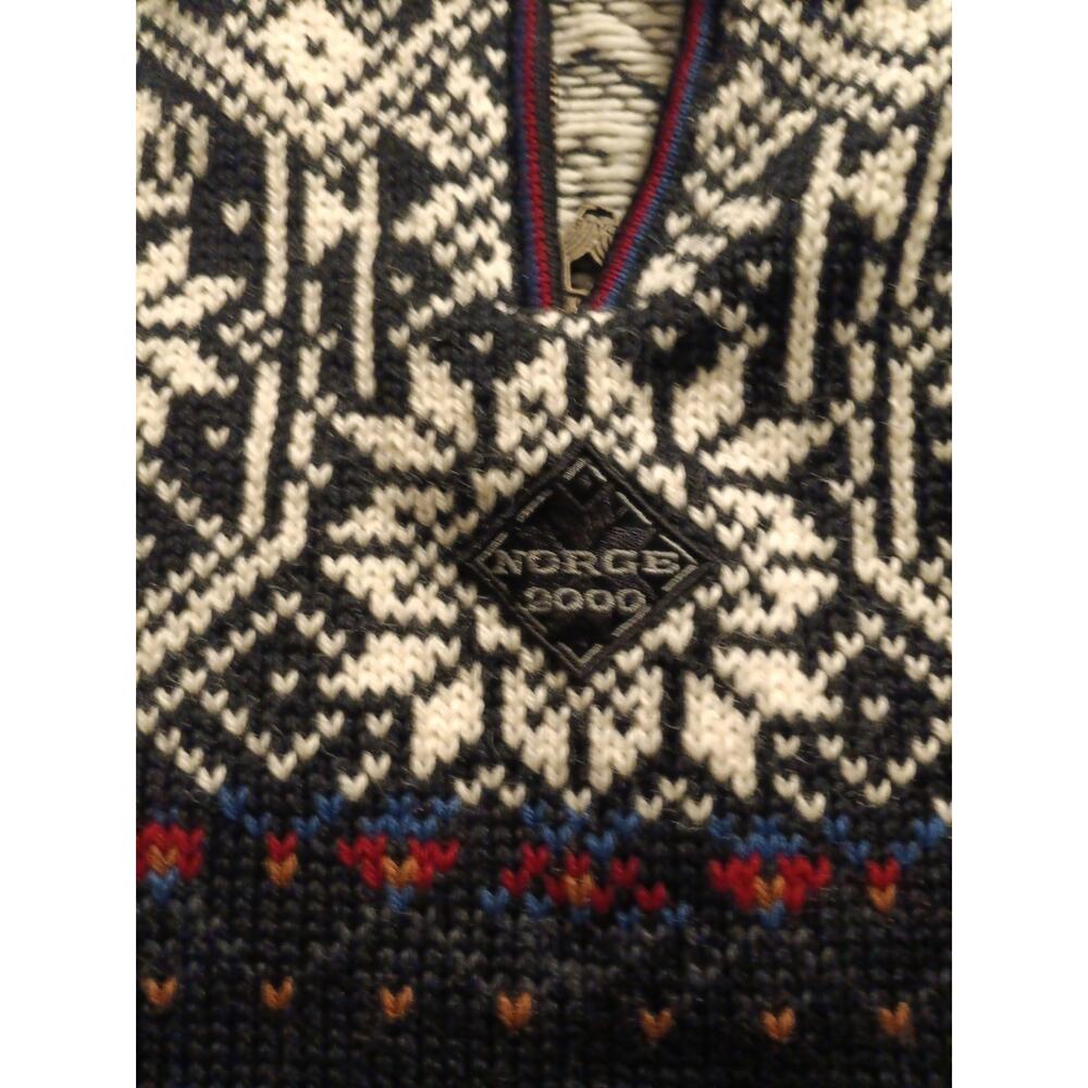 VTG Dale of Norway Norge 2000 Wool Quarter Zip Sweater Men's L Fair Isle Nordic - Picture 4 of 12